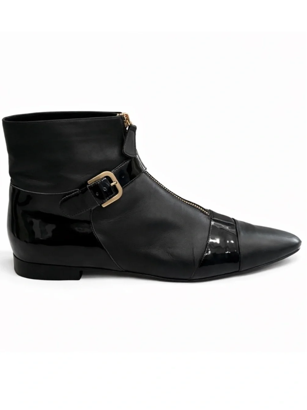 CHANEL black leather
